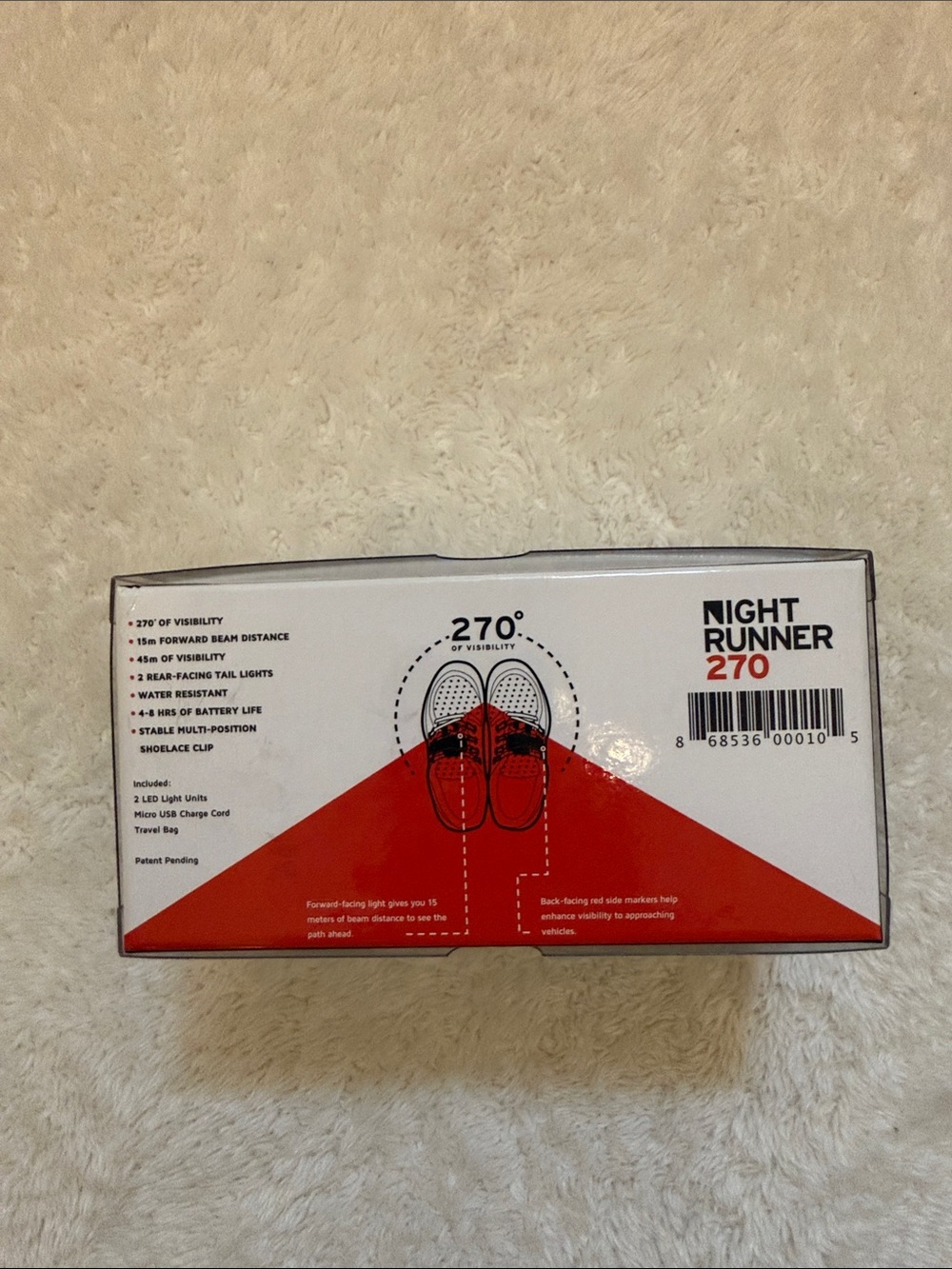 Night Runner 270 Reflective Shoe Lights - Red/White